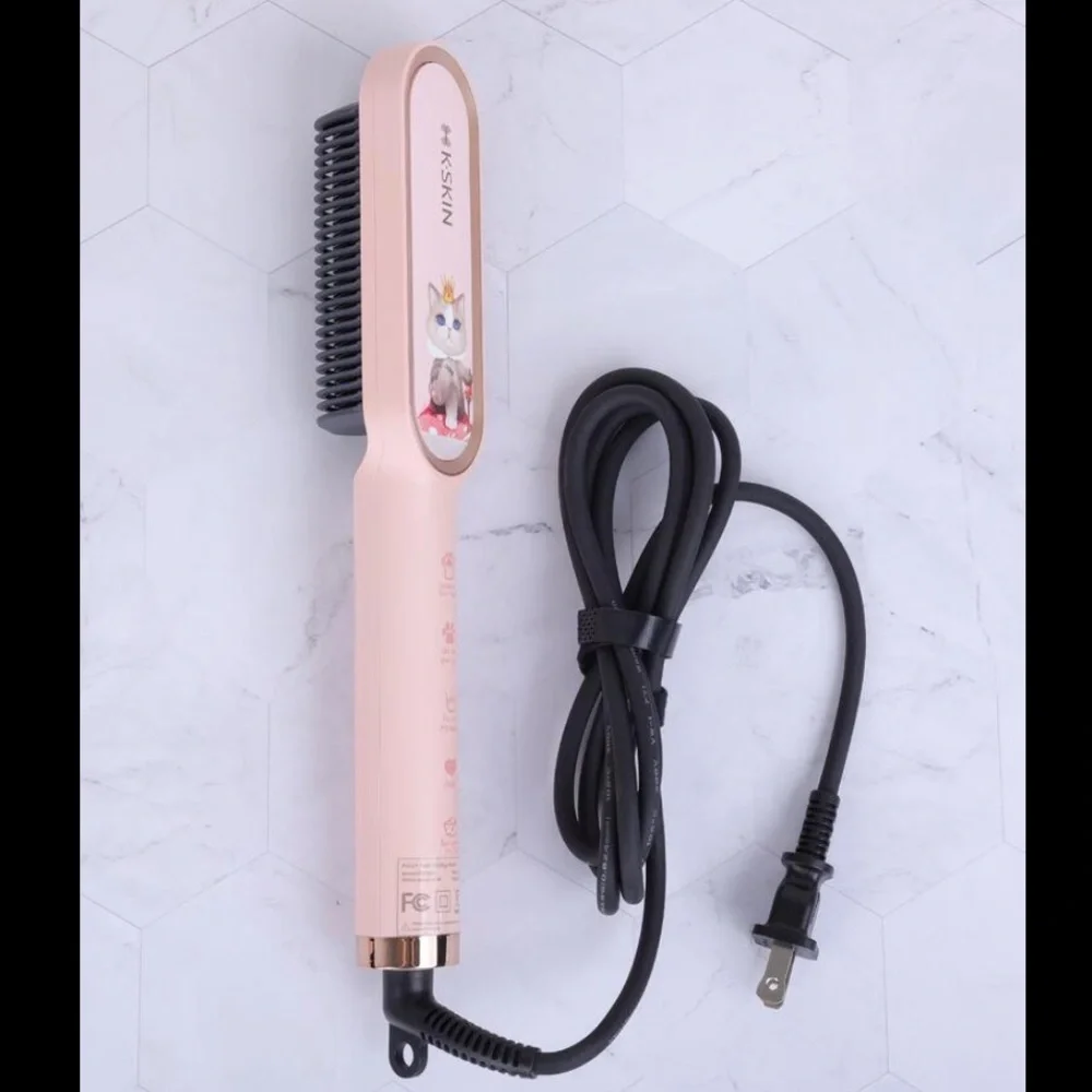 K·SKIN Pink Cat Pattern Hair Straightener